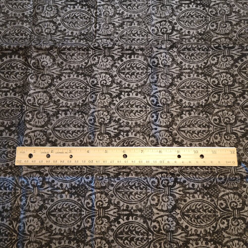 Cotton Fabric Black Gray Damask Scroll Pattern 28" x 44" Colorbok for JoAnn